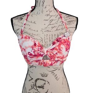 Time & Tru Junior Girls Pink Knot Front Tie Dye Bikini Top - Size 12/14